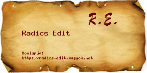 Radics Edit névjegykártya